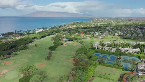 Aerial Golf Course and Tennis Courts at Prestige Oceanfront Golf Club and Resort alt