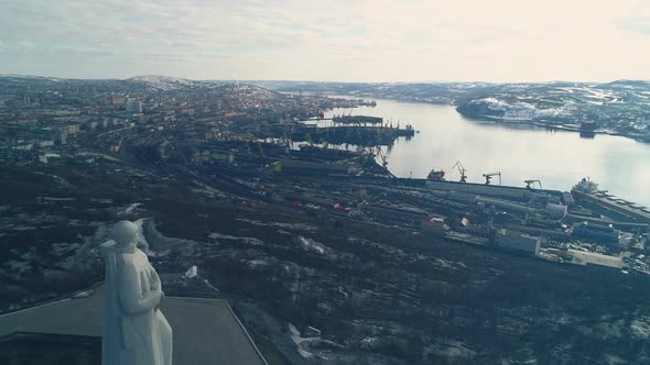 Aerial View Alyosha Monument Defenders of Russia