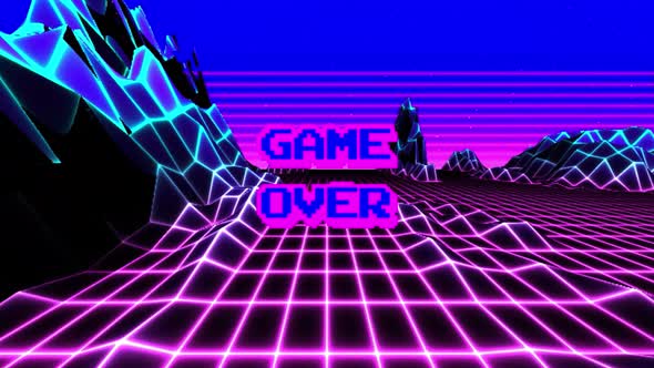 Looped landscape low poly terrain and Game Over Text