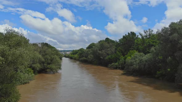 Flooded Landscape with Overflow Level of Water of Spring River alt