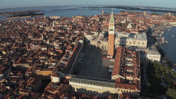 Aerial Panoramic Photo of Iconic and Unique Campanile in Saint Mark's Square alt