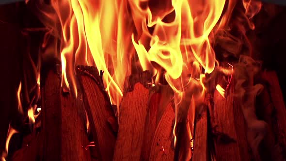 Logs burning in a fireplace alt