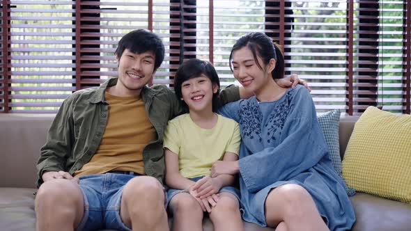 portrait of happy Asian family