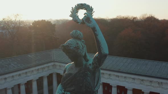 Close Up of Famous Statue Monument Bavaria Right By Theresienwiese Oktoberfest Space in Munich alt