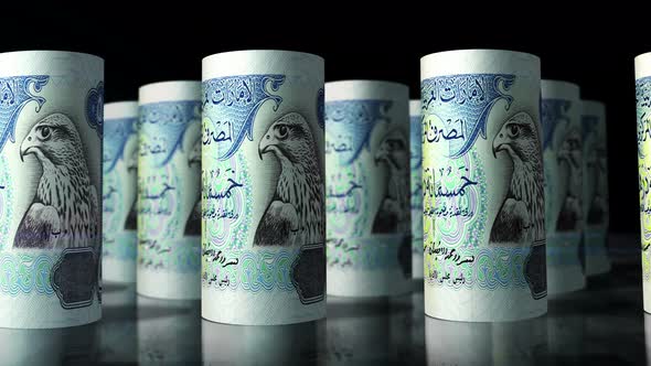 Arab Emirates Dirhams money banknotes rolls seamless loop alt