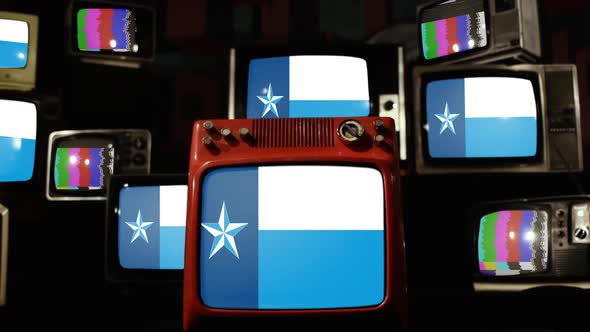 Flag of Dallas County, Texas, on Retro TVs.