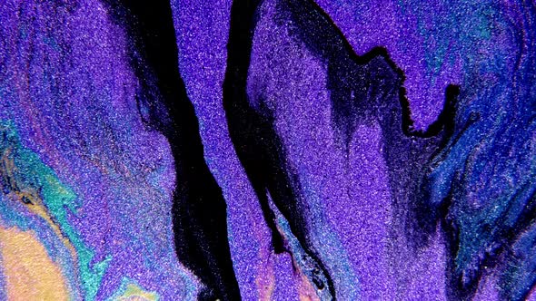 Abstract Paint Mixing Neon Violet Green Orange Purple Colors Ink