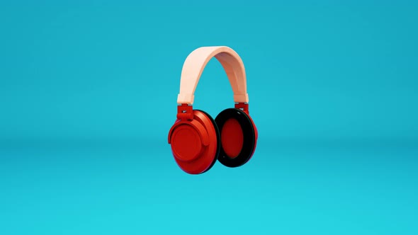 Beautiful animation of 3D headphones on a blue background