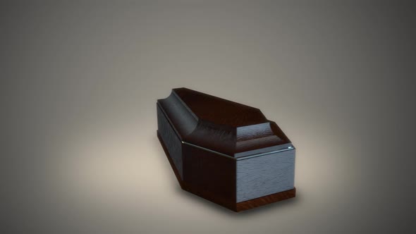 Wooden coffin opens. Perfect for any horror or Halloween related purposes. alt