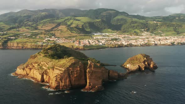 Beautiful Coast with a Settlement By the Atlantic Ocean alt