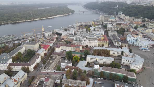 Cityscape of Kyiv, Ukraine. Aerial View, Slow Motion alt