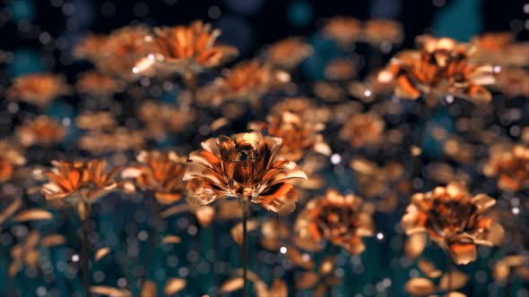 Abstract background of golden flowers alt