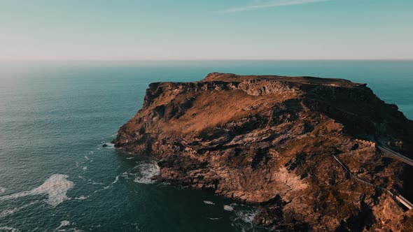 Flying landscape of the Atlantic Ocean Aerial view.