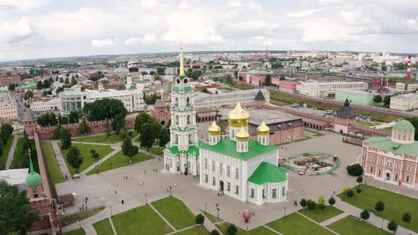 Aerial View at Tula Kremlin and Epiphany Cathedral 