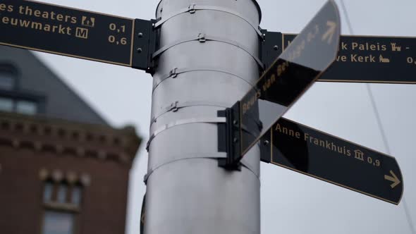 Holland Amstertam Street Signs And Directions Slow Motion alt