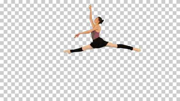 Young ballerina training a jump, Alpha Channel alt