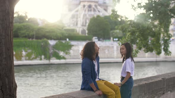 Couple in love in Paris, France