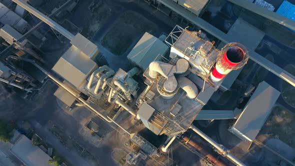 Aerial top view cement plant factory Manufacturing