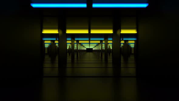 Blue And Yellow Lights Tunnel Loop