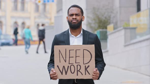 Sad Depressive Distressed Young Black Guy Wearing Suit Suffers From Anxiety Sadness Because of alt