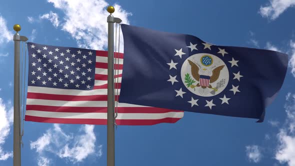 Usa Flag Vs United States Ambassadors Flag On Flagpole alt