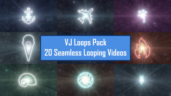 Summer Shapes Neon Lights Tunnels VJ Loop Pack - 20 Loops alt