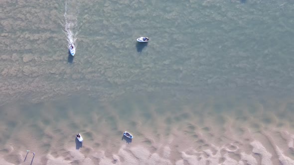 Aerial View of Boats Seen on River