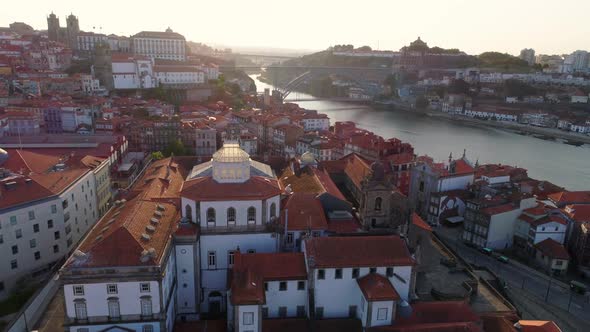 High Top View Porto and Ancient Ribeira Cathedral