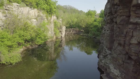 Aerial View To Granite Buky Canyon on the Hirskyi Takich River in Ukraine alt