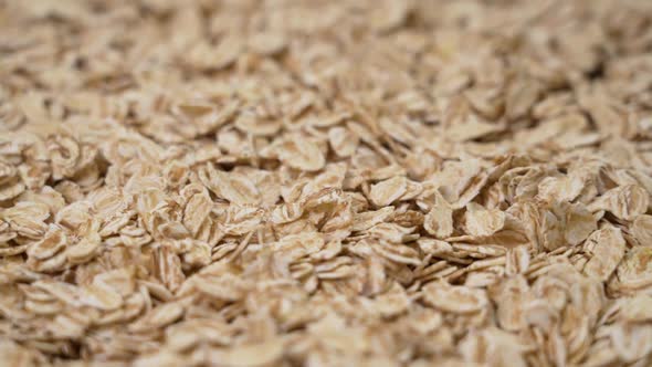 Falling rolled oat grains in raw oatmeal. Organic diet cereal healthy ...