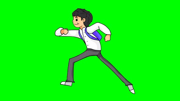Animation of Running Teenager Boy with Backpack.