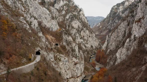 Dangerous Road in the Mountains of Montenegro