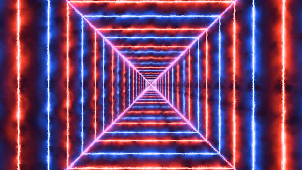 Blue Red Fire Square Tunnel Animated Background alt