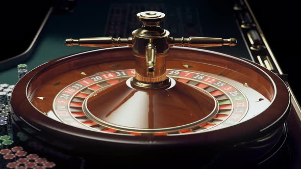 Loopable shot of roulette wheel with a spinning ball. Bets, Las Vegas, gambling. alt