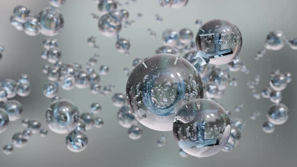 Water molecules, Molecular chemical formula H2O, odorless, Ball and ...