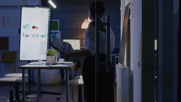 Entrepreneur Businesswoman Entering in Office Meeting Room Late at ...