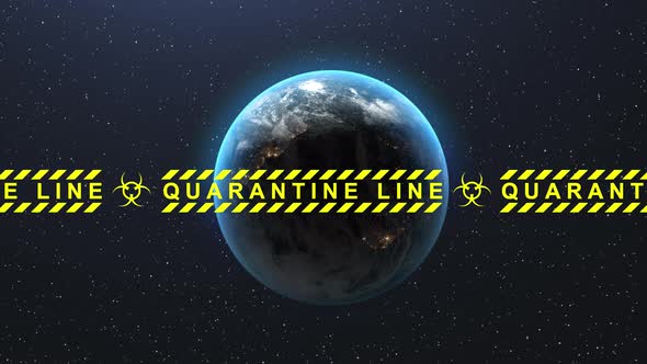 Quarantine line around the earth. 3d illustration