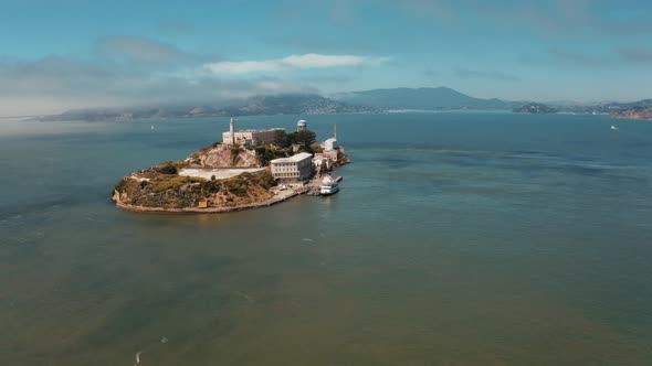 Panoramic View of the Alcatraz Island Prison From Above in San Francisco alt
