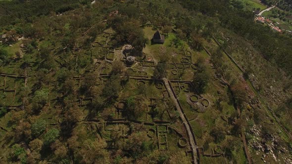 Aerial View of Ancient Roman Architecture Ruins in Portugal alt