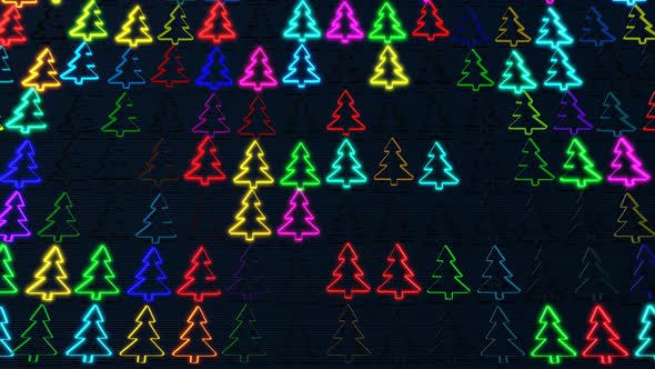 Christmas Card with Multicolor Garland Light Bulbs in Form of Christmas Tree on Plane alt