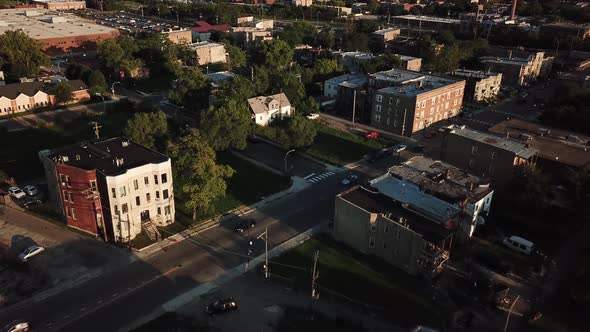 Sunset Flyover of Chicago Community