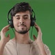 Closeup Happy Cheerful Arabic Man Listen Music Use Headphone Enjoying Song Audio Favourite Pleasant - VideoHive Item for Sale