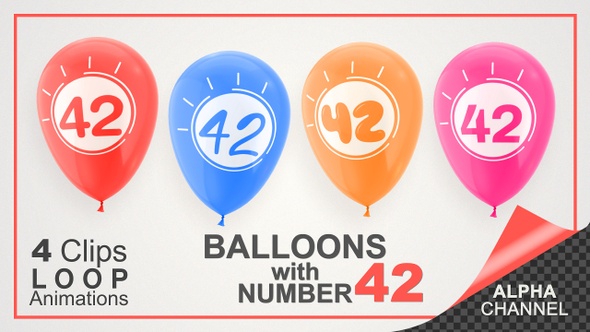 Balloons With Number 42 / Happy Forty-Two Years Old