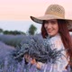 Woman Smiles Looking in Lavender Field - VideoHive Item for Sale