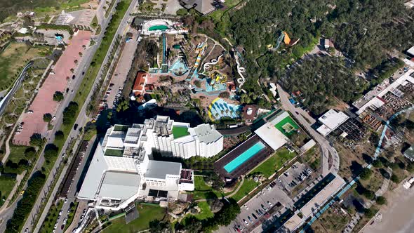 Hotel on the Beach Aerial View Turkey Antalya 4 K alt