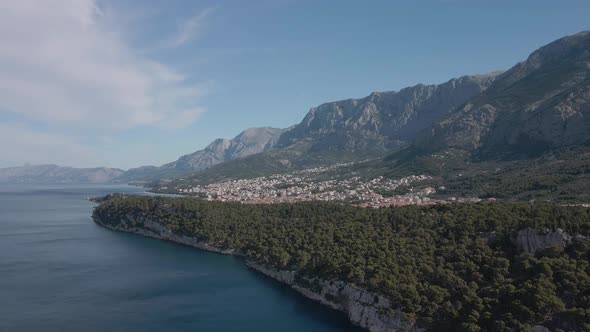 Aerial View of the City of Makarska in Croatia