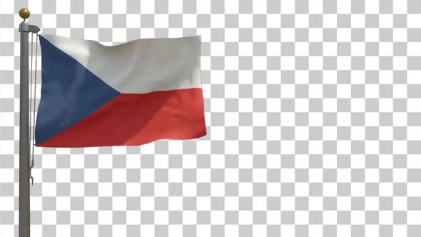 Czech Republic Flag on Flagpole with Alpha Channel - 4K alt