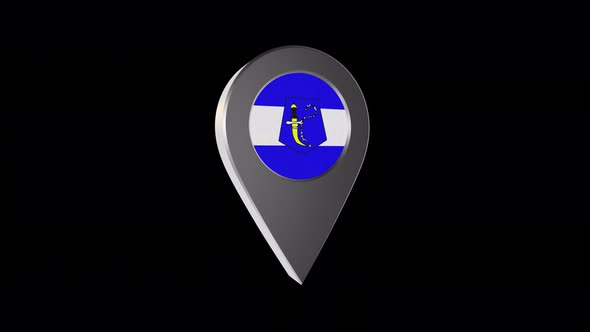 3d Animation Map Navigation Pointer With Flag Of Marrakesh (Morocco) With Alpha Channel - 4K alt