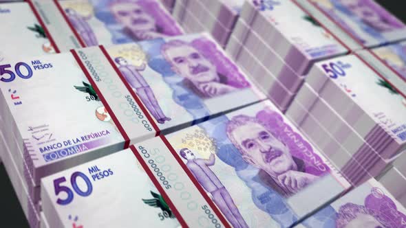 Colombia Pesos money banknotes pack seamless loop alt