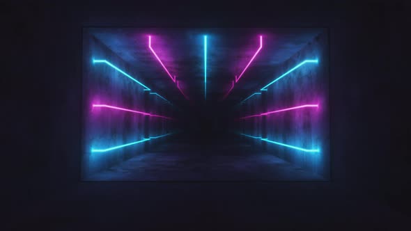 Flying in an Abstract Blue Futuristic Interior alt